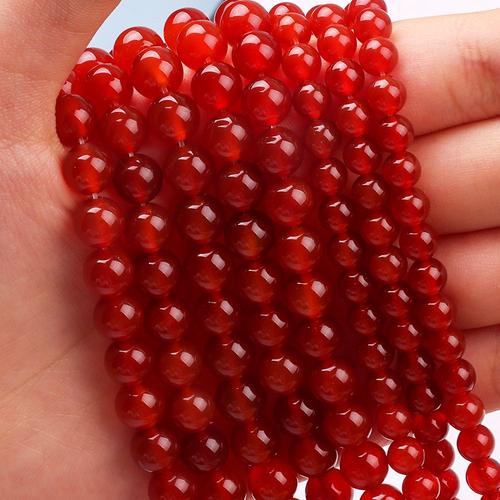 Perles D'agate Rouge Rondes En Pierre Naturelle, Pour La Fabrication De Bijoux, Fournitures De 6/8/10mm, Entretoise De Gemme, Bricolage Boucles D'oreilles Bracelet Collier Bagues