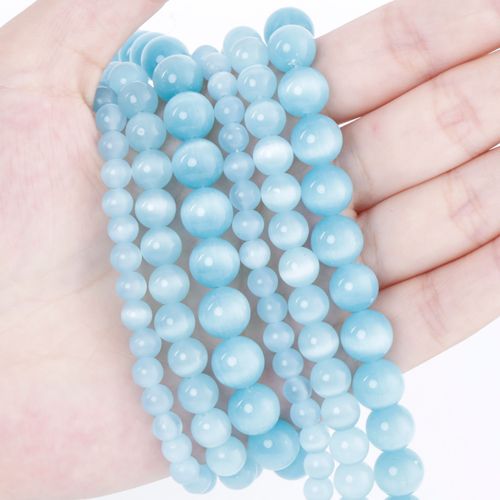 Perles En Verre ?il De Chat Bleu Ciel, Fabrication De Bijoux Ronds, Kit De Perles D'espacement, Cadeau De Vacances, D'anniversaire, Diy, 6/8/10mm