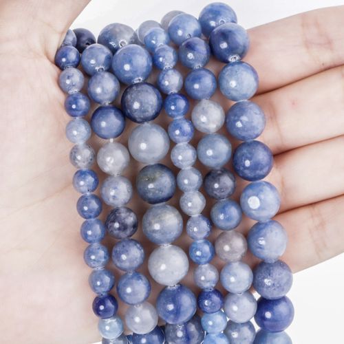 Perles D'aventurine Bleue Naturelle, 6/8/10mm, Pierres Précieuses Rondes Et Brillantes Pour La Fabrication De Bijoux, Bricolage, Bracelet, Boucle D'oreille