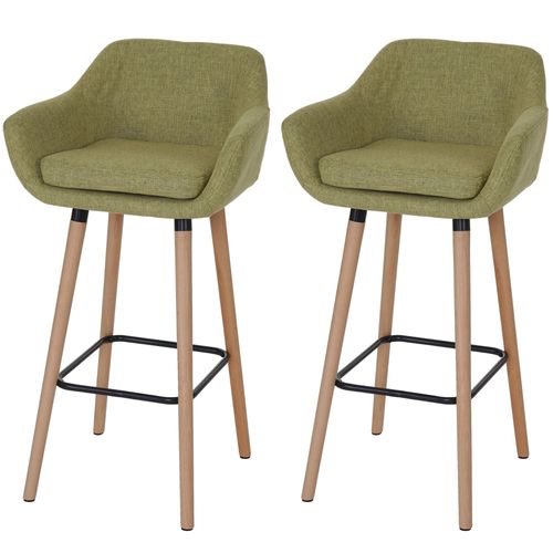 2x Tabouret De Bar Malmö T381   Tissu, Vert Clair