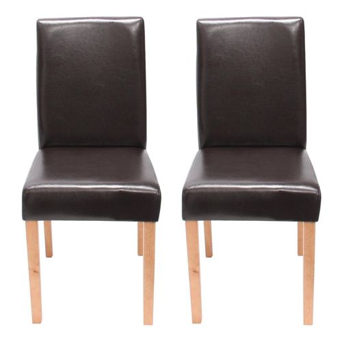 Lot De 2 Chaises De Séjour Littau   Simili-Cuir, Marron, Pieds Clairs