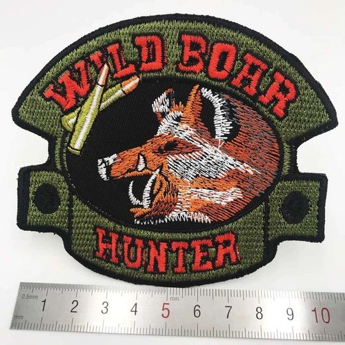 Ecusson Patch Brodé Thermocollant Chasse , Sanglier