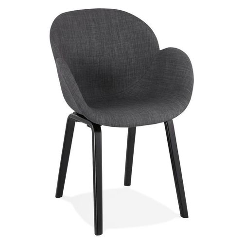 Paris Prix - Chaise Design Tissu "Fiano" 88cm Gris Foncé & Noir