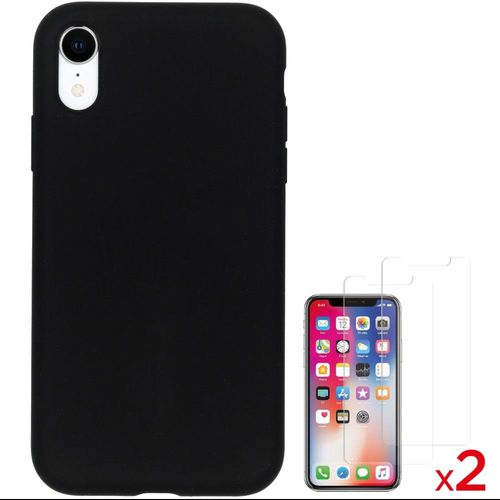 Coque Silicone Pour Iphone X / Xs Noir Antichoc + 2 Verres Trempes Little Boutik®