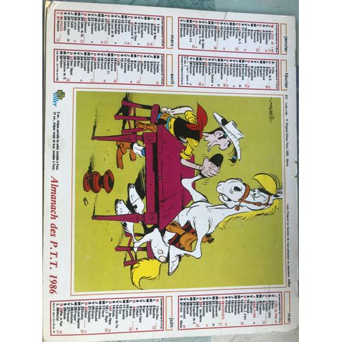 Almanach Des Ptt Année 1986, Département De L Oise - Lucky Luke, Dargaud Éditeur -