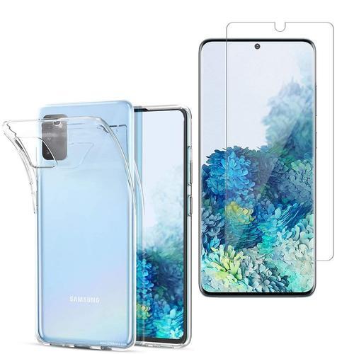 Coque Silicone Pour Samsung Galaxy S20/ S20 5g 6.2" Gel Ultraslim Et Ajustement Parfait - Transparent + 1 Film Verre Trempé - Transparent