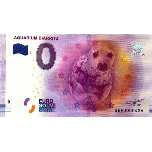 Billet Euro Souvenir 64 Biarritz Aquarium, Bébé Phoque, 2016 N° 4108