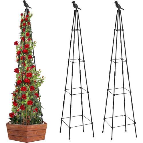 Lot De 2 Supports Pour Plantes De Jardin ¿ Cage Obélisque En Métal Pour Fleurs Grimpantes En Plein Air, Rosier, Pois De Senteur, Tomates, Fruits Et Légumes ¿ Support Pour Jardin, Serre, Cour