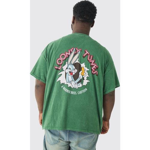 Plus Oversized Looney Tunes Washed T-Shirt Homme - Vert - Xxl, Vert