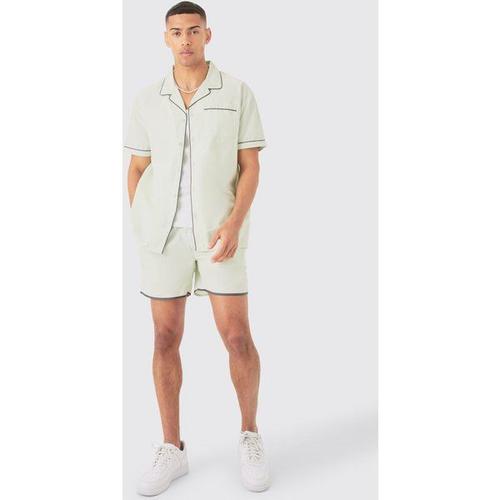 Oversized Lounge Shirt & Short Set Homme - Vert - S, Vert