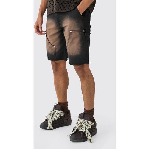 Fixed Waist Relaxed Washed Carpenter Short Homme - Marron - 30, Marron