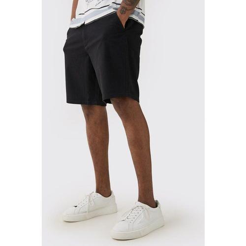 Tall Fixed Waist Black Slim Fit Chino Shorts Homme - Noir - 40, Noir