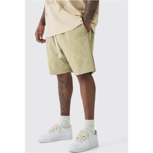 Plus Relaxed Washed Jersey Shorts Homme - Marron - Xxl, Marron