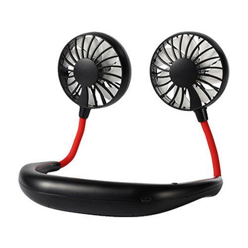 VENTILATEUR,Cou suspendu Mini ventilateur voyage en plein Air Portable ventilador bureau petit ventilateur - neck fan balck