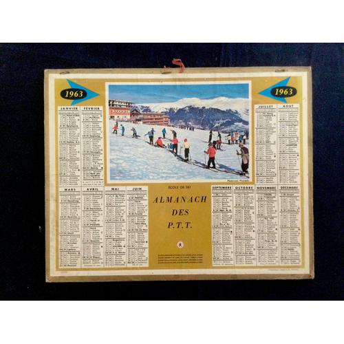 Almanach Calendrier Des Ptt 1963 Ecole De Ski