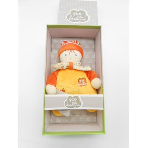 Que Du Bonheur 156391 Mon 1er Doudou Poupée Lutin Orange +-20 Cm Peluches, Rose Jemini Bestever Papaye