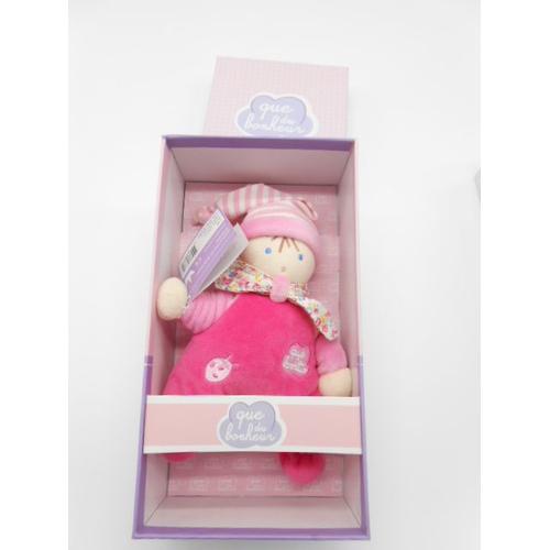 Que Du Bonheur 156371 Mon 1er Doudou Poupée Lutin Rose +-20 Cm Peluches Bestever Jemini Framboise