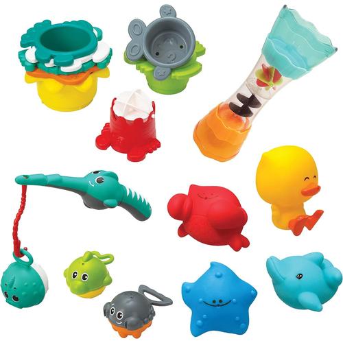 - Set Jeu De Bain Splish & Splash - 17 Pièces - Jouet De Bain Multi-Activités - Favorise L'exploration Sensorielle - Facile À Nettoyer - Jouets De Bain Pour Les Bébés Dès 0 Mois.