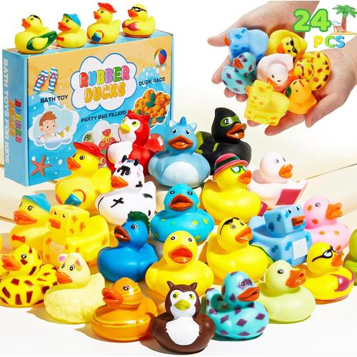 Jouet De Bain Canard En Caoutchouc 24pcs Canards En Caoutchouc Jouets De Bain Jouets De Piscine Pour La Douche De Bébé Fournitures De Fête D'anniversaire Pour Les Enfants Échange De Cadeaux Pour La