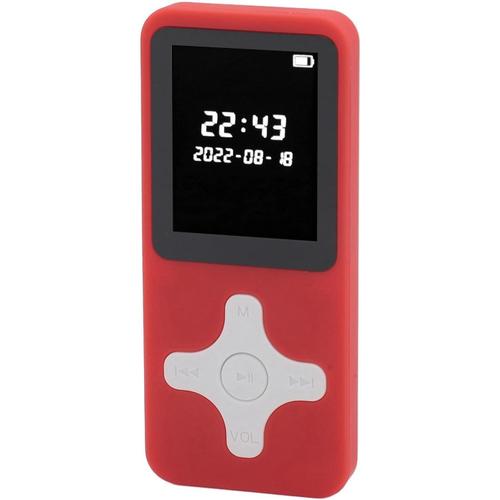 Lecteur MP3 avec Bluetooth 5.0, Lecteur MP3 Portable/Lecteur MP4, Lecteur de Musique HiFi Portable avec Enregistreur Radio M, Réveil, Livre électronique (Rouge)