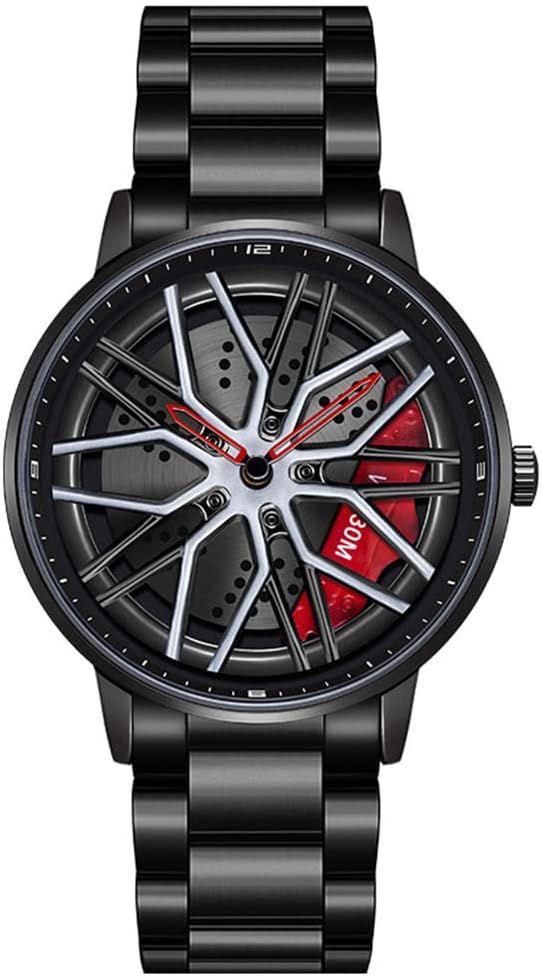 Voiture Roue Jante Moyeu Regarder Homme Stéréoscopique Creux 360 ° Rotation Stéréo 3d Mode Luxueuse Design Rotatif Japonais Quartz Concept Sportif Hommes Montre-Bracelet