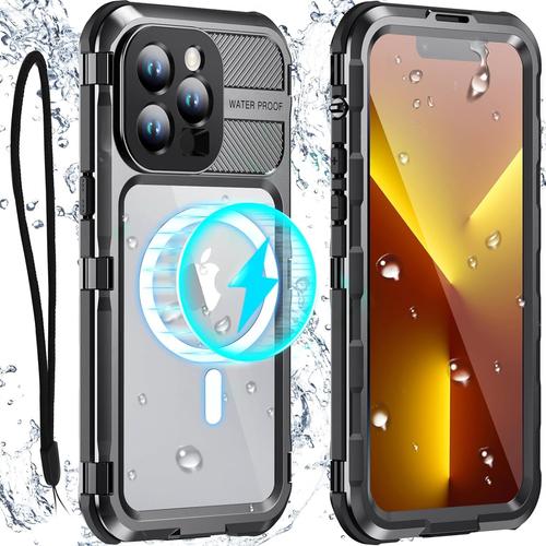 Coque Métal Pour Iphone 13 Pro Max Étanche Antichoc - 360 Intégrale Imperméable Etui Incassable Case Militaire Rigide Housse Avec Protection D'écran Intégrée