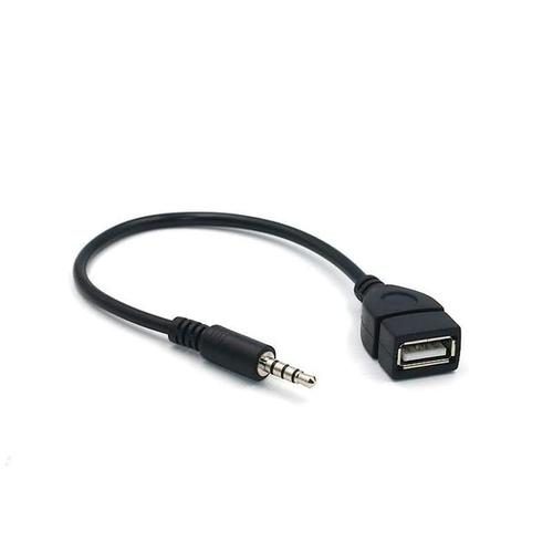 Câble USB 3.5mm mâle AUX Audio Plug Jack À USB 2.0 Femelle Convertisseur Câble Pour Stéréo de voiture, GPS de voiture, CD, DVD audio noir