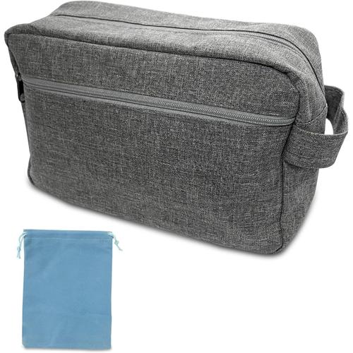 1pc Trousse de Toilette Imperméable Grise, Trousse Cosmétique Grande Capacité avec Anneau de Transport, 1 Sac de Lavage Bleu Ciel Clair, adapté pour Les Affaires ou Les Voyages