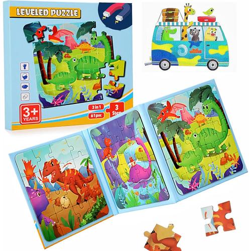 Jouet Puzzle En Magnétiqu,Livre De Puzzle Assorti,Jeu De Puzzle Interactif,3 Intensités Jouets Montessori Enfant,Convient Pour Les Garçons Et Les Filles À Partir De 3 4 5 Ans