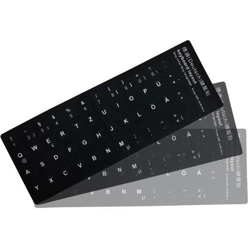 Lot de 6 autocollants pour clavier allemand - Autocollants de rechange allemands avec lettres blanches - Convient pour tout clavier standard, clavier d'ordinateur portable, clavier Apple