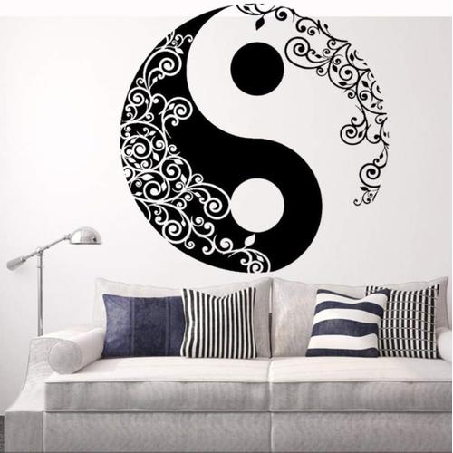 Mandala Wall Sticker Home Mural Bouddha Yin Yang Floral Yoga Méditation Decal Vinyle Decal Wall Art Mural Pour La Décoration Intérieure 56X56 Cm