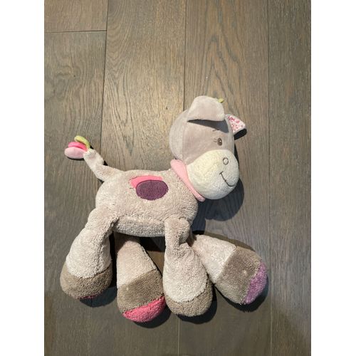 Doudou Ane Vache Nattou Gris Rose