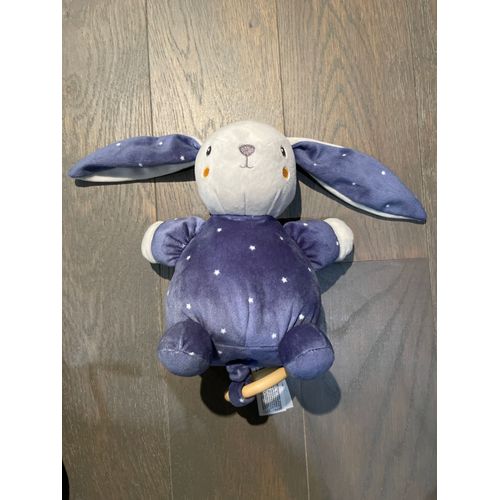 Doudou Lapin Simba Toy Musical Bleu Et Etoile Anneaux Bois