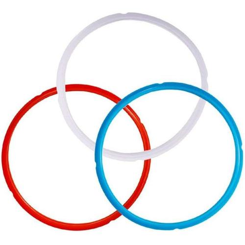 Lot De 3 Bagues D'étanchéité En Silicone Pour Autocuiseur Électrique - 24 Cm - Bleu, Rouge Et Blanc