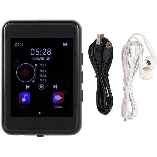 Lecteur MP3 2,4 Pouces avec Bluetooth 5.0 FM, Lecteur De Musique Portable à écran Tactile Complet, Son sans Perte, Lecteur Audio Numérique, Haut-Parleur Intégré, Lecteur De Musique MP4 MP5