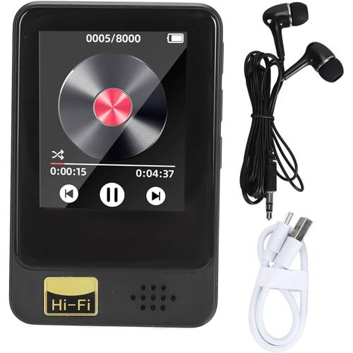 Lecteur de Musique MP3, écran Tactile Complet de 1,77 Pouces, Lecteur MP3 Bluetooth 5.0, Lecteur de Musique HiFi Portable Multifonctionnel sans Perte avec Radio FM, Réveil, (sans