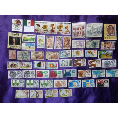 Timbres Mexique - 53 Beaux Timbres Anciens 1971, 1978, 1985... Différents Thèmes, Champignons, Histoire, Tequila...