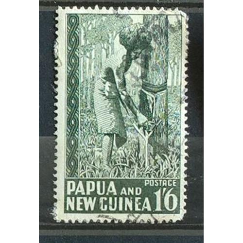 Papouasie-Nouvelle-Guinée, Timbre-Poste Y & T N° 11 Oblitéré, 1952 - Récolte Du Latex