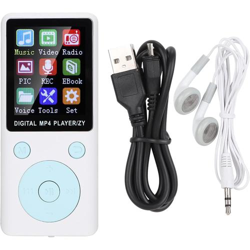 Lecteur De Musique MP4 Bluetooth T1, Lecteur Multimédia Multifonction Et Lecteur De Musique à Mémoire De 8 Go, Prise en Charge de la Carte Mémoire 32 Go, Lecteur De Musique Et Vidéo(Blanc)