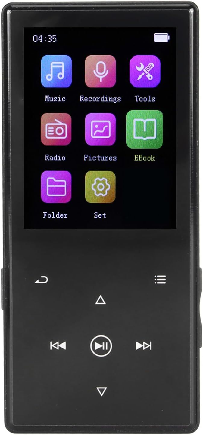 Lecteur MP3 Ultra Fin, Son HiFi Multifonction sans Perte, Réduction du Bruit, écran Couleur, Livre électrique, Radio FM, Réveil, luminosité Réglable, Prise en Charge (16GB)