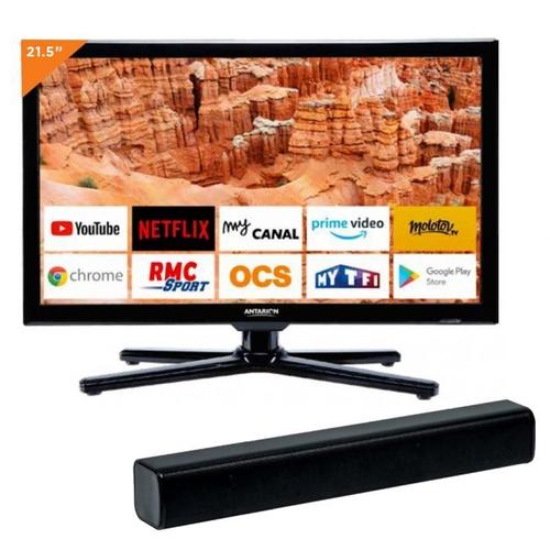 PACK ANTARION TV LED 22" 55cm Smart TV Camping 12V + Barre de Son Compacte