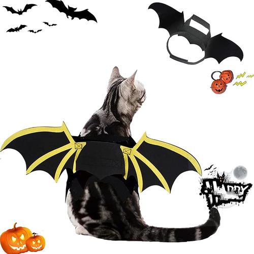 Costume D'halloween Pour Animal Domestique, Ailes De Chauve-Souris Pour Chat, Ailes De Chauve-Souris Pour Chien, Ailes De Chauve-Souris Avec 2 Cloches De Citrouille, Costume De Chauve-Souris Pour Animaux De Compagnie, Chiens Et Chats, Fêtes D'halloween