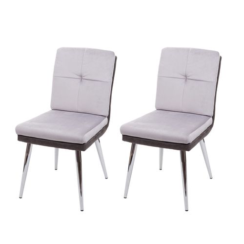 2x Chaise De Salle À Manger Hwc-G48, Chaise Pour La Cuisine, Chaise Rembourrée, Similicuir Velours   Gris