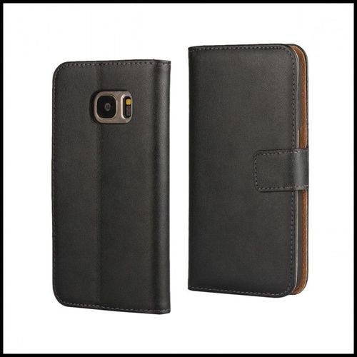 Etui A Rabat Samsung Galaxy S6 Edge Plus Noir Eco-Cuir (Pu)