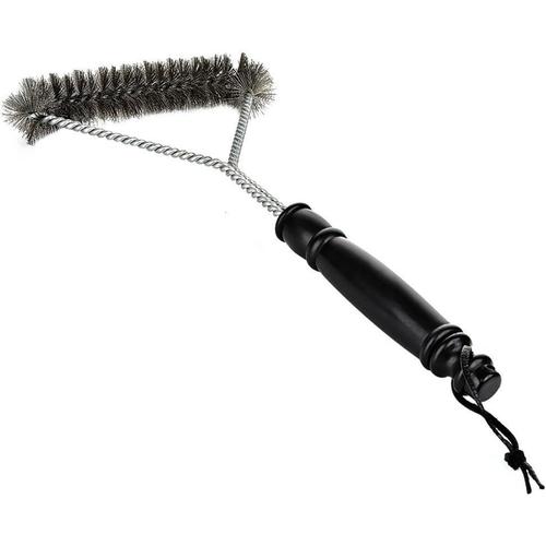 Brosse Pour Barbecue, Brosse Métallique Pour Barbecue À 3 Côtés Avec Boucle De Suspension, Nettoyage Du Gril Pour Barbecues Weber, Char-Broil, Porcelaine Et Infrarouge, Poils En Acier Inoxydable, 1 Pièce