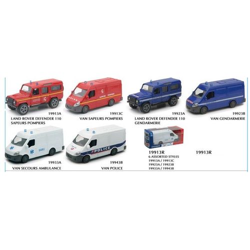Pack De 12 Véhicules (Van, 4x4) Pompier, Gendarmerie, Ambulance, Police 1/43 Newray