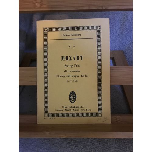 Mozart Trio Cordes Violon Alto Violoncelle Kv 563 Partition Poche Eulenburg N°70
