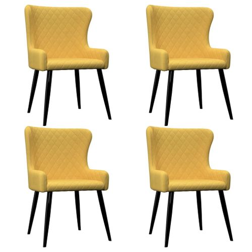 Vidaxl Chaises De Salle À Manger 4 Pcs Jaune Tissu