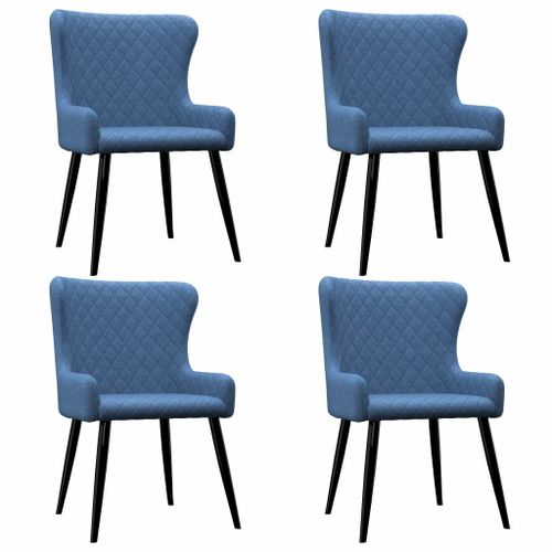Vidaxl Chaises De Salle À Manger 4 Pcs Bleu Tissu