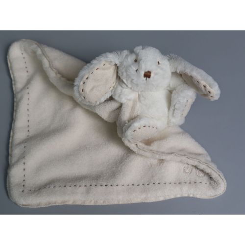 Doudou Lapin Blanc Mouchoir Crème Tartine Et Chocolat